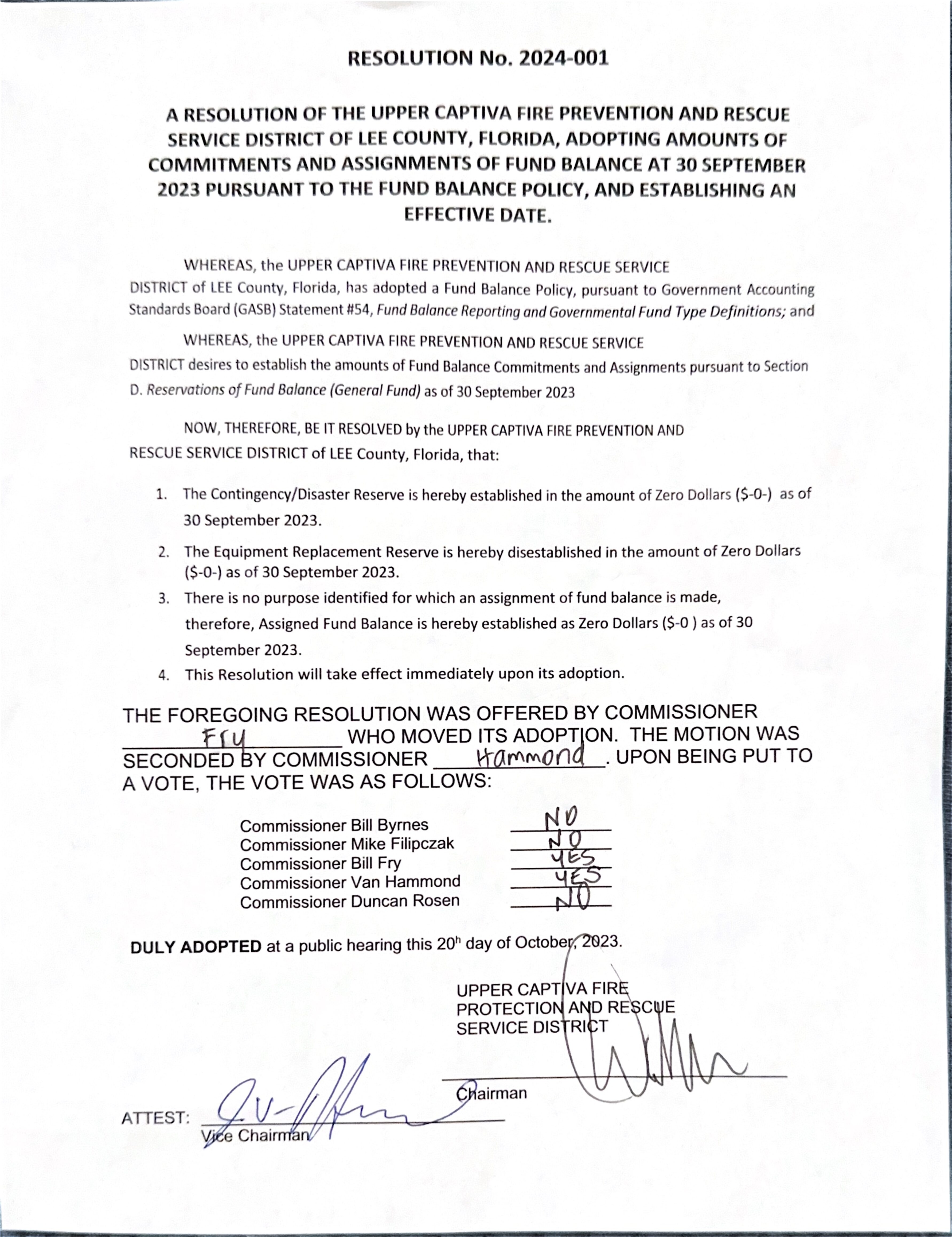 Resolution 2024-001 Signed