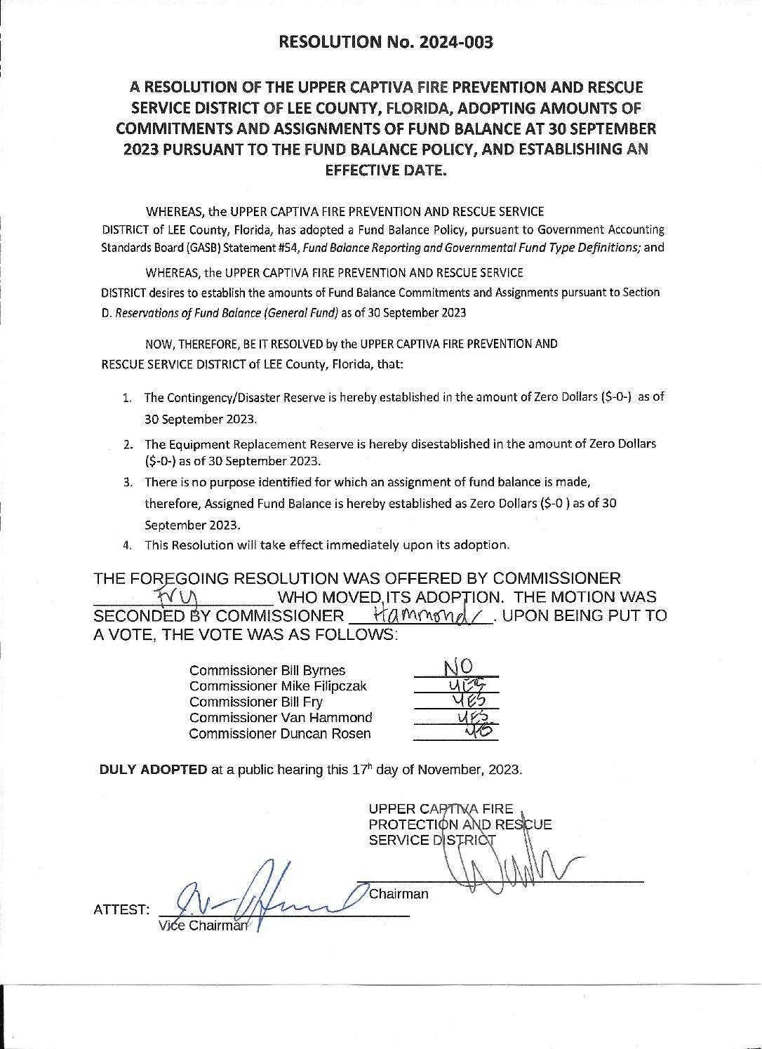 Resolution 2024-003 Signed