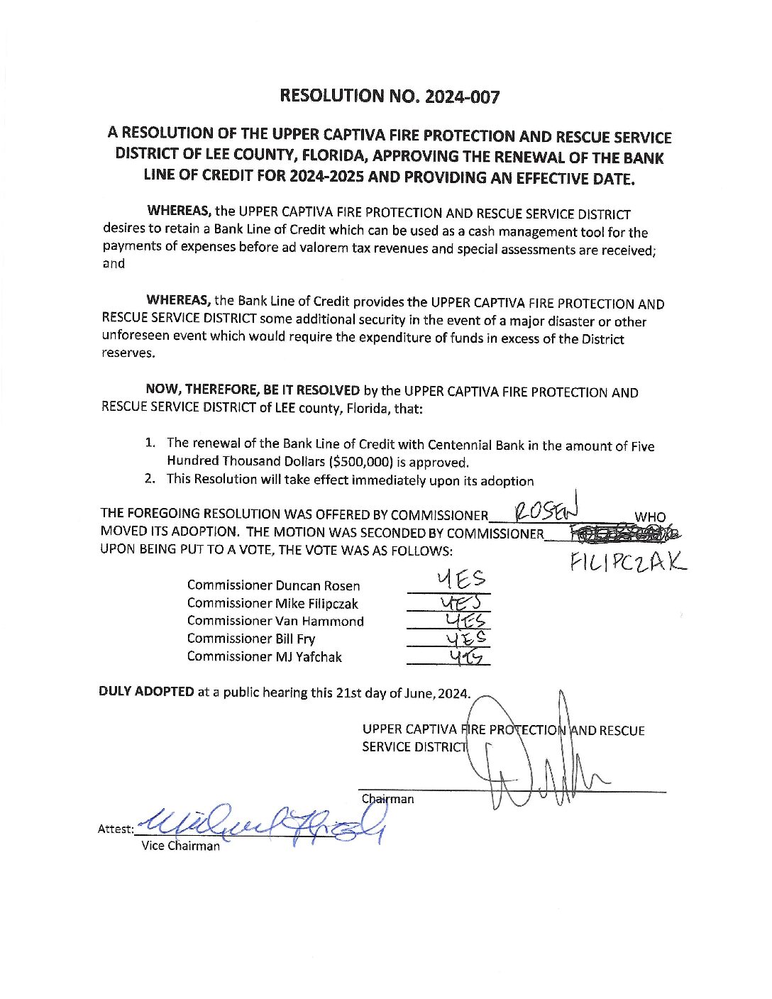 Resolution 2024-007 Signed