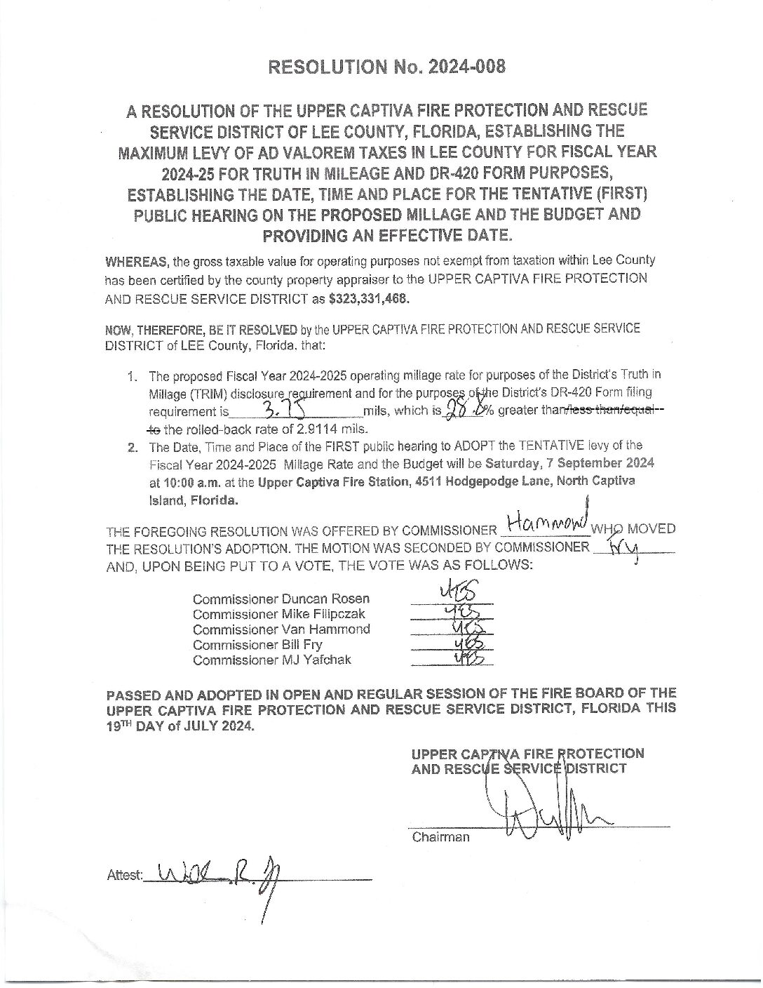 RESOLUTION-2024-008 Proposed Millage Rate