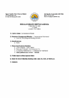 Agenda May 16 2025 Regular Board Meeting