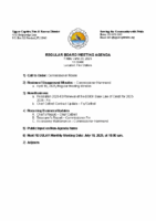 Agenda June 20 2025 Regular Board Meeting