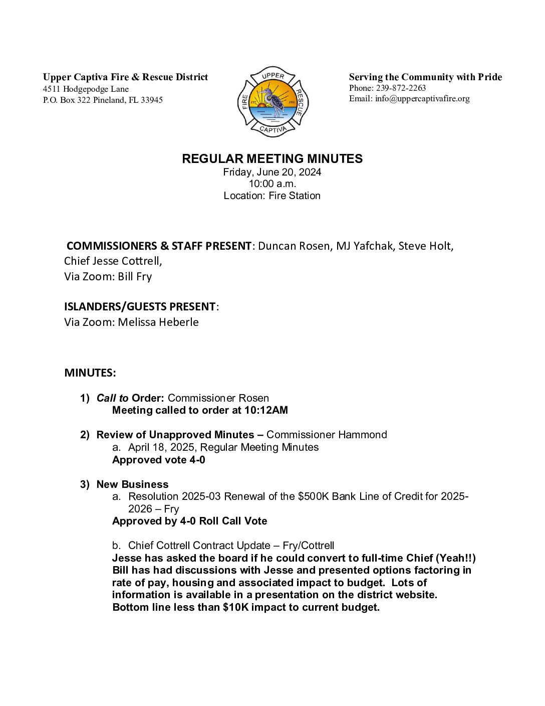 Minutes June 20 2025 Regular Board Meeting APPROVED