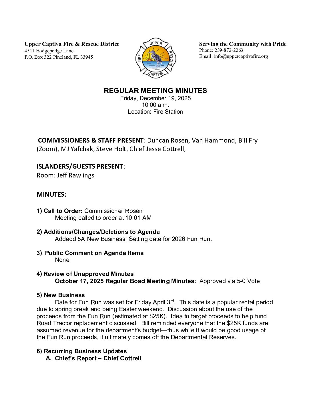 Minutes December 19 2025 Regular Meeting APPROVED