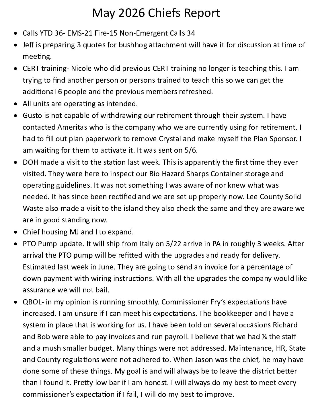 May 2026 Chiefs Report