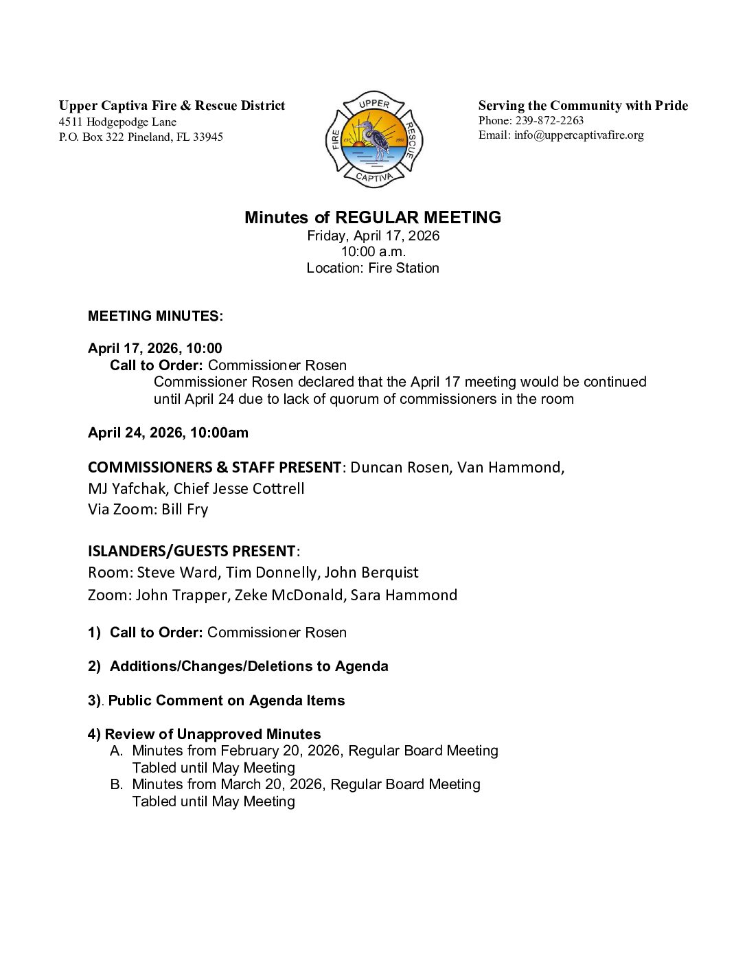 Minutes April 17 2026 Regular Board Meeting APPROVED