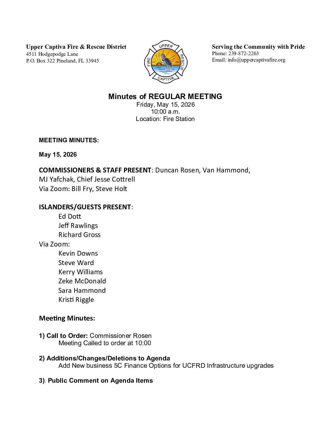 Minutes May 15 2026 Regular Board Meeting APPROVED